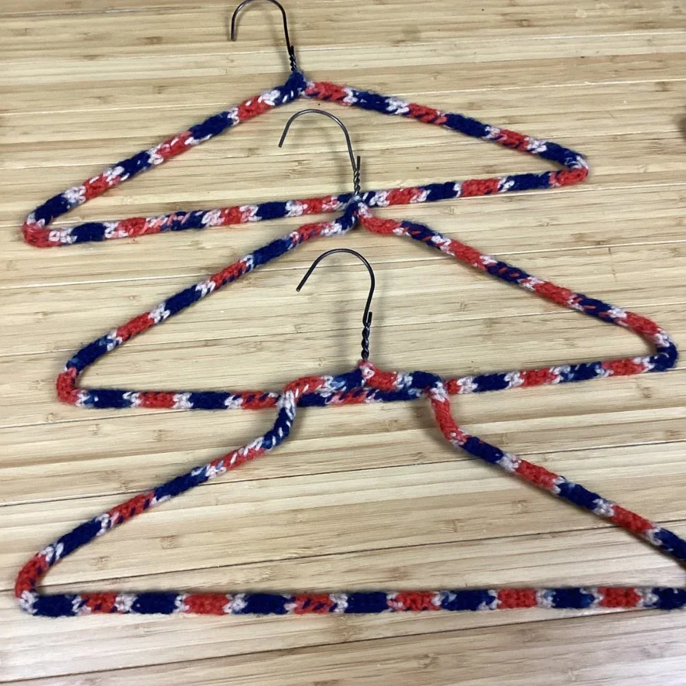 Vintage 1970s Set of 7 Crocheted Wire Hangers